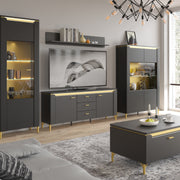 Genoa TV Cabinet 2 Door 3 Drawer 155cm Wide in Black Matt/Gold – image 4