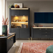 Genoa TV Cabinet 2 Door 3 Drawer 155cm Wide in Black Matt/Gold – image 5