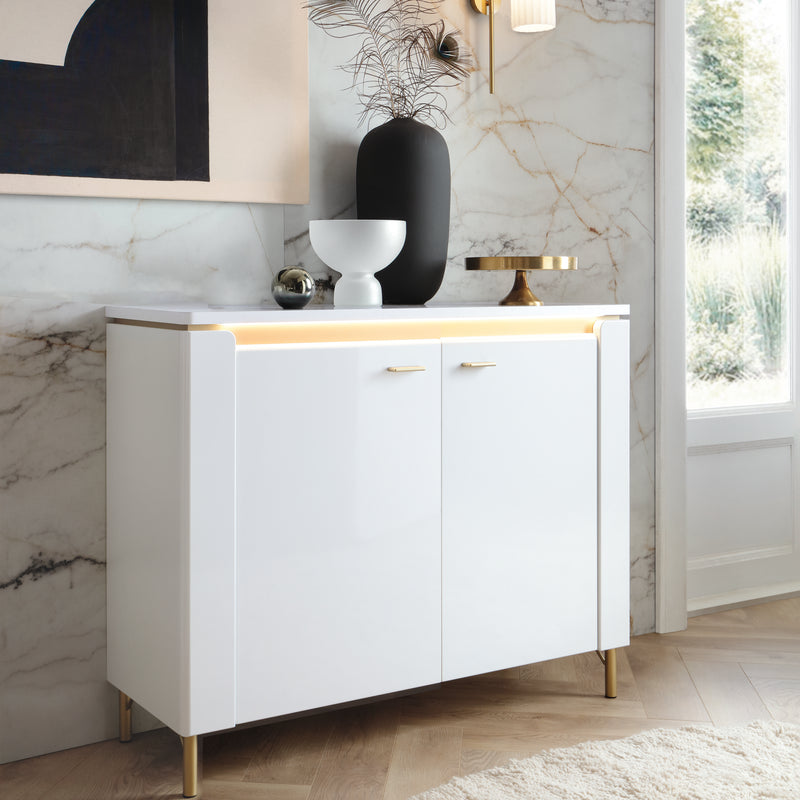Lazio Sideboard 2 Door in Alpine White/White Gloss – image 3