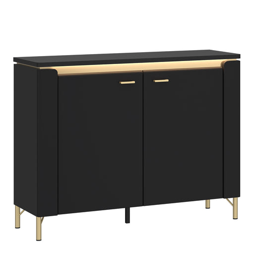 Genoa Sideboard 2 Door in Black Matt/Gold – image 1