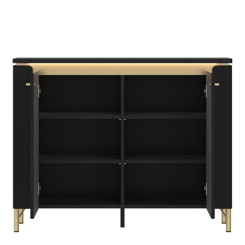 Genoa Sideboard 2 Door in Black Matt/Gold – image 2