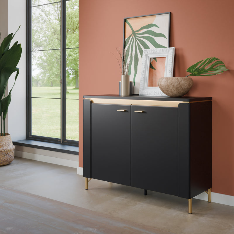 Genoa Sideboard 2 Door in Black Matt/Gold – image 3