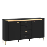 Genoa Sideboard 2 Door 4 Drawer in Black Matt/Gold – image 1