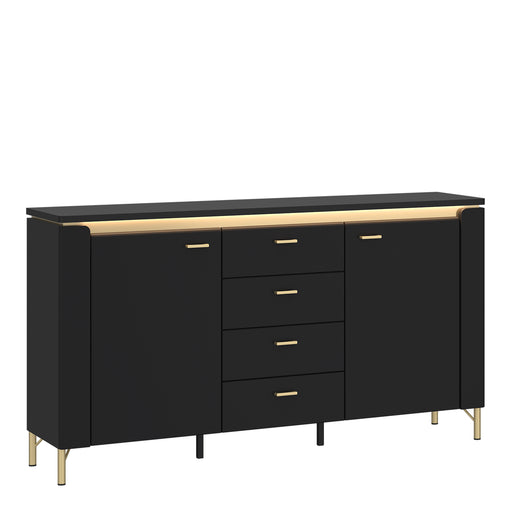 Genoa Sideboard 2 Door 4 Drawer in Black Matt/Gold – image 1