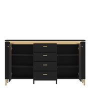 Genoa Sideboard 2 Door 4 Drawer in Black Matt/Gold – image 2
