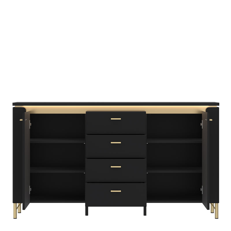 Genoa Sideboard 2 Door 4 Drawer in Black Matt/Gold – image 2