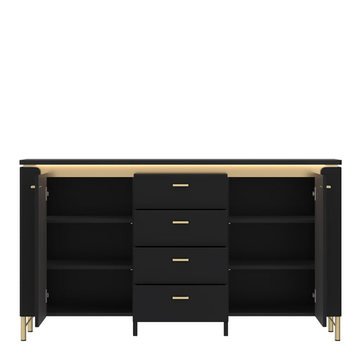 Genoa Sideboard 2 Door 4 Drawer in Black Matt/Gold – image 2