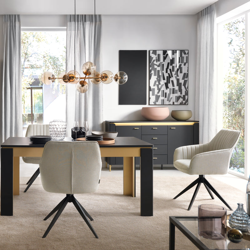 Genoa Sideboard 2 Door 4 Drawer in Black Matt/Gold – image 4