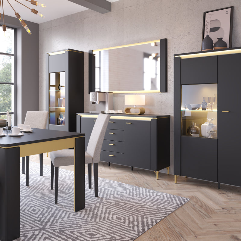Genoa Sideboard 2 Door 4 Drawer in Black Matt/Gold – image 5