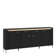 Genoa Sideboard 4 Door 2 Drawer in Black Matt/Gold – image 1