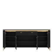 Genoa Sideboard 4 Door 2 Drawer in Black Matt/Gold – image 2