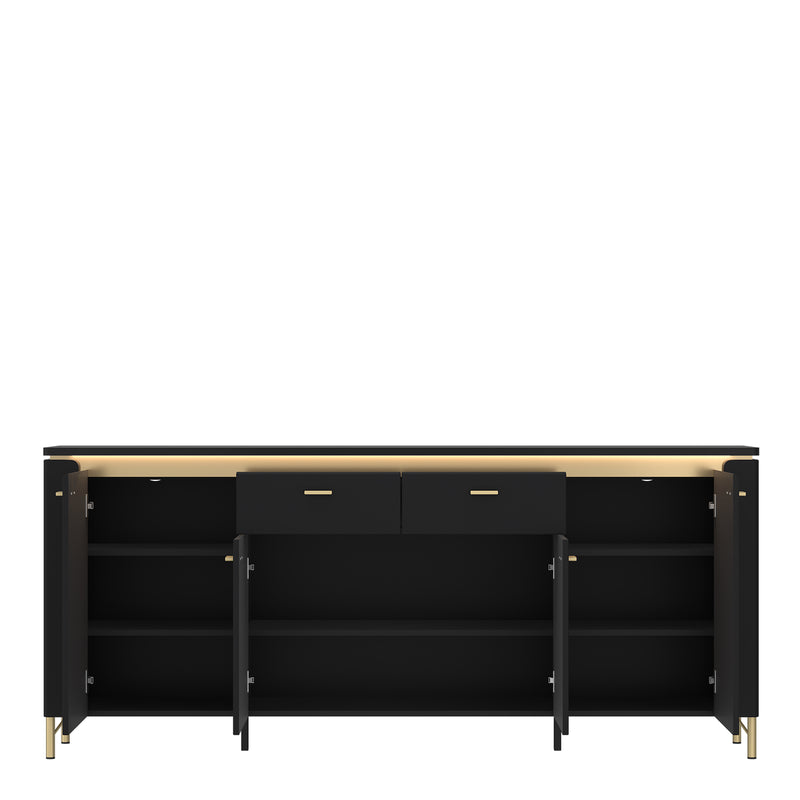 Genoa Sideboard 4 Door 2 Drawer in Black Matt/Gold – image 2