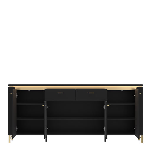 Genoa Sideboard 4 Door 2 Drawer in Black Matt/Gold – image 2