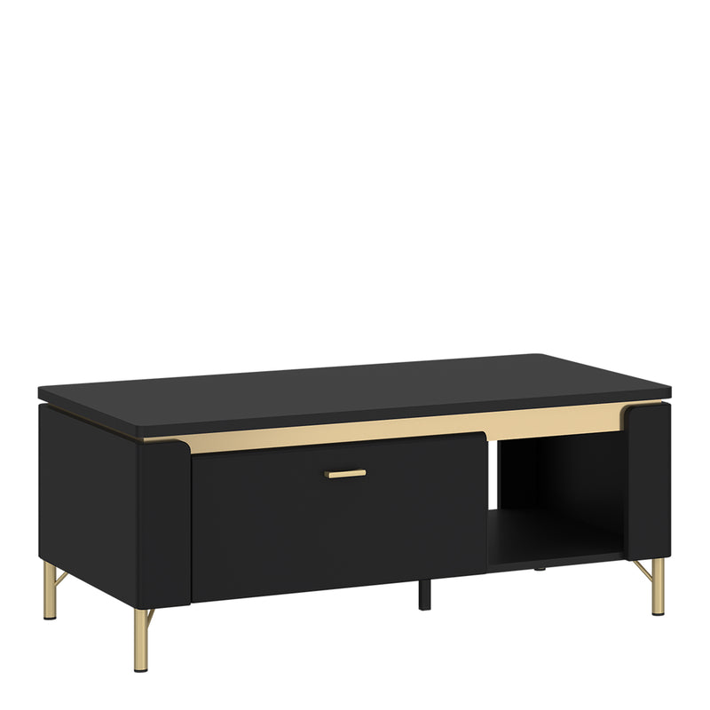 Genoa Coffee Table 1 Drawer in Black Matt/Gold – image 1