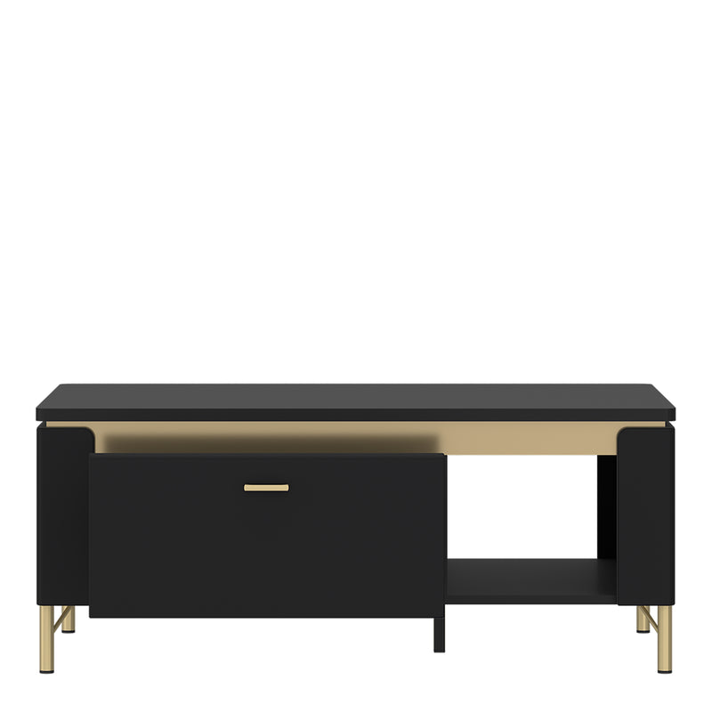 Genoa Coffee Table 1 Drawer in Black Matt/Gold – image 2