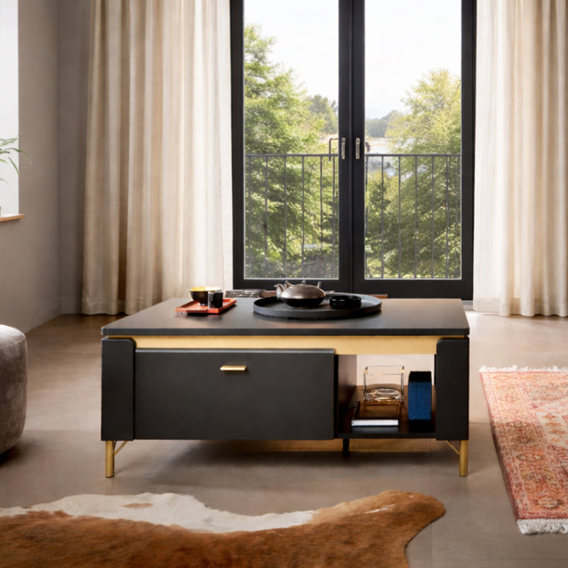 Genoa Coffee Table 1 Drawer in Black Matt/Gold – image 3