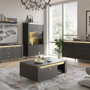 Genoa Coffee Table 1 Drawer in Black Matt/Gold – image 6