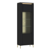 Genoa Vitrin 1 Door in Black Matt/Gold – image 1