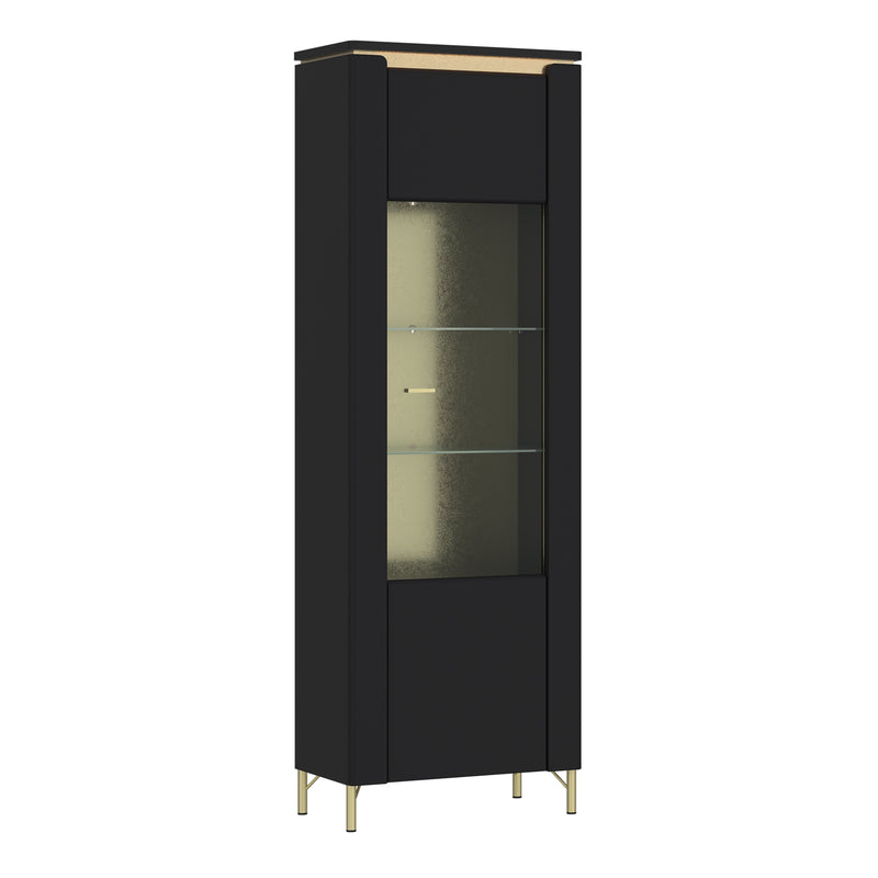 Genoa Vitrin 1 Door in Black Matt/Gold – image 1