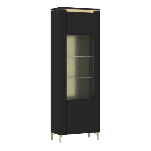 Genoa Vitrin 1 Door in Black Matt/Gold – image 1