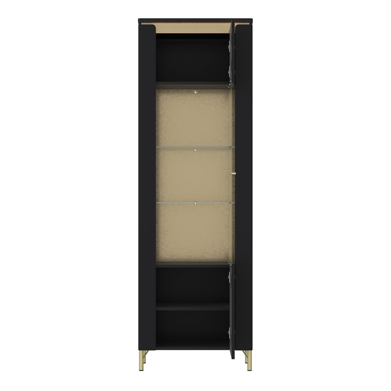 Genoa Vitrin 1 Door in Black Matt/Gold – image 2