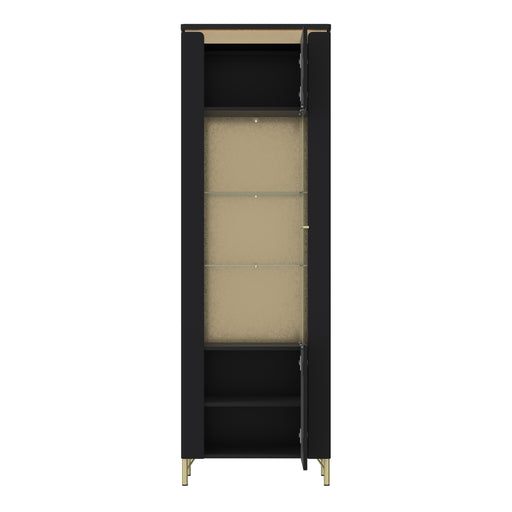 Genoa Vitrin 1 Door in Black Matt/Gold – image 2