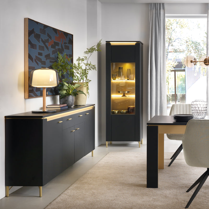 Genoa Vitrin 1 Door in Black Matt/Gold – image 5