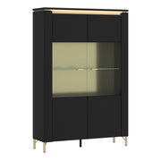 Genoa Vitrin 2 Door in Black Matt/Gold – image 1