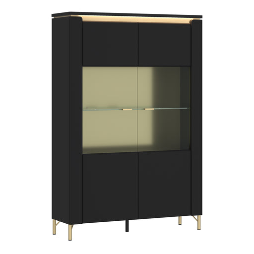 Genoa Vitrin 2 Door in Black Matt/Gold – image 1