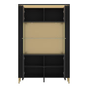 Genoa Vitrin 2 Door in Black Matt/Gold – image 2