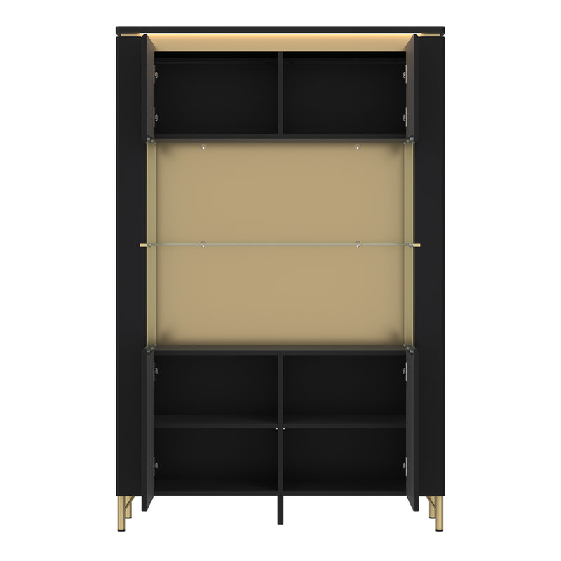 Genoa Vitrin 2 Door in Black Matt/Gold – image 2