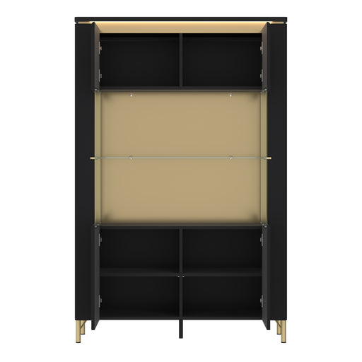 Genoa Vitrin 2 Door in Black Matt/Gold – image 2