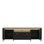 Genoa TV Cabinet 2 Door 1 Drawer 200cm Wide in Black Matt/Gold – image 2