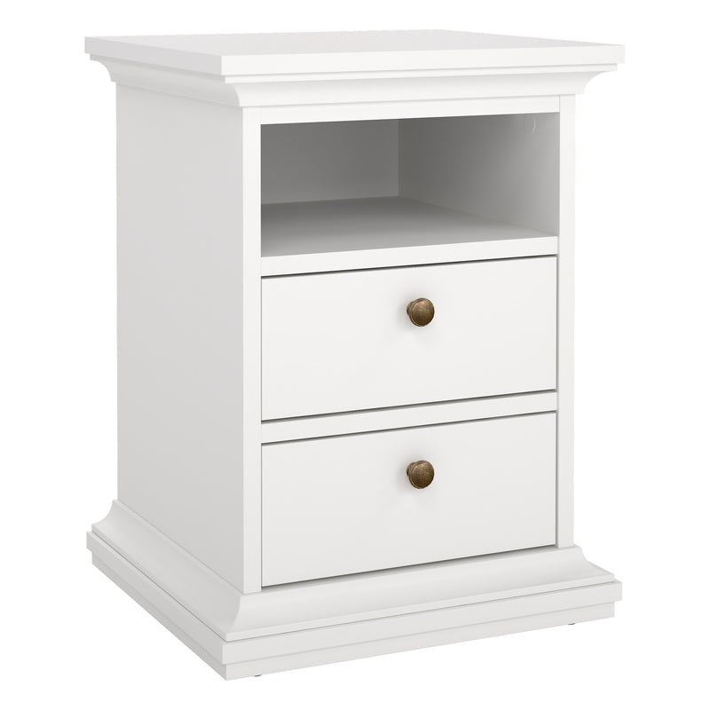 Paris Package - Bedside 2 Drawers + Chest of 4 Drawers + Wardrobe with 2 Doors – White – image 2