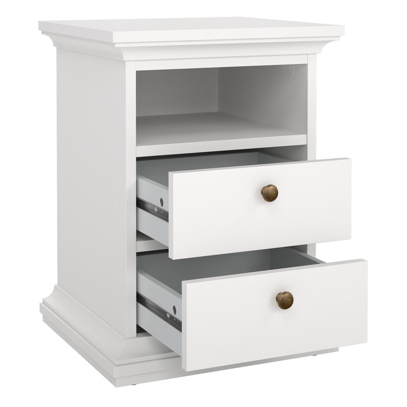 Paris Package - Bedside 2 Drawers + Chest of 4 Drawers + Wardrobe with 2 Doors – White – image 3