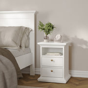 Paris Package - Bedside 2 Drawers + Chest of 4 Drawers + Wardrobe with 2 Doors – White – image 4