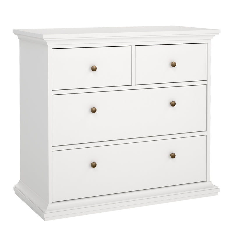 Paris Package - Bedside 2 Drawers + Chest of 4 Drawers + Wardrobe with 2 Doors – White – image 6