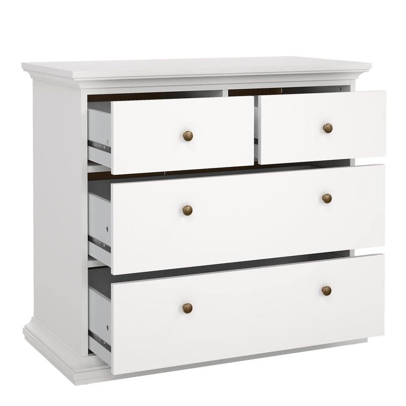 Paris Package - Bedside 2 Drawers + Chest of 4 Drawers + Wardrobe with 2 Doors – White – image 7