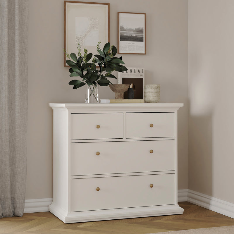 Paris Package - Bedside 2 Drawers + Chest of 4 Drawers + Wardrobe with 2 Doors – White – image 8
