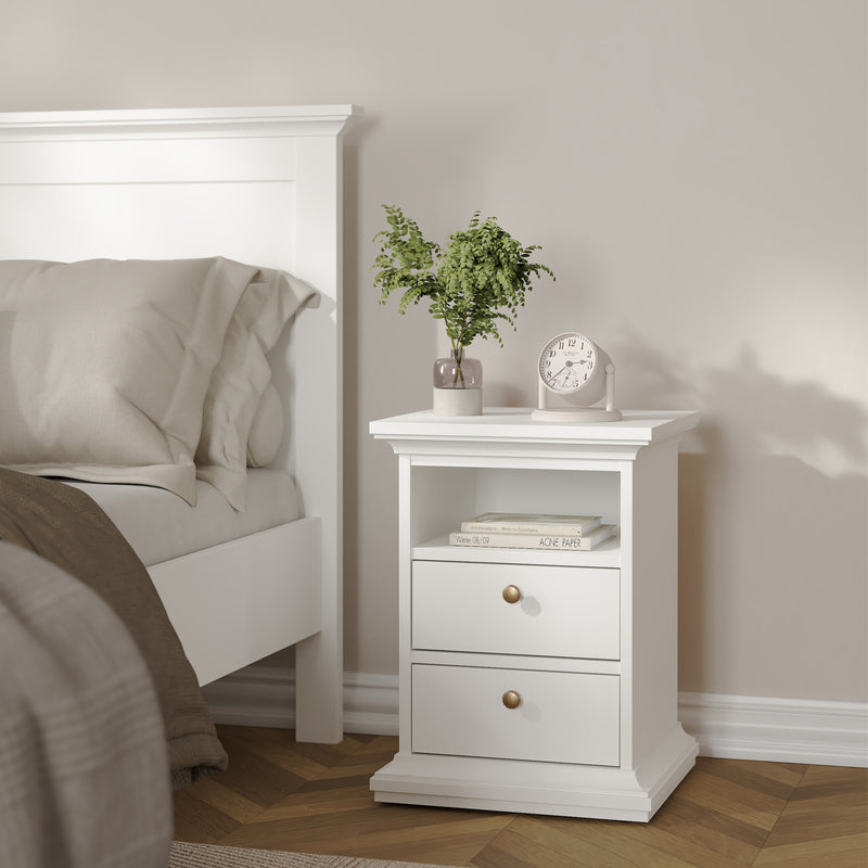 Paris Bedside 2 Drawers – White – image 8