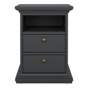 Paris Bedside 2 Drawers – Matt Grey – image 2