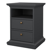 Paris Bedside 2 Drawers – Matt Grey – image 3