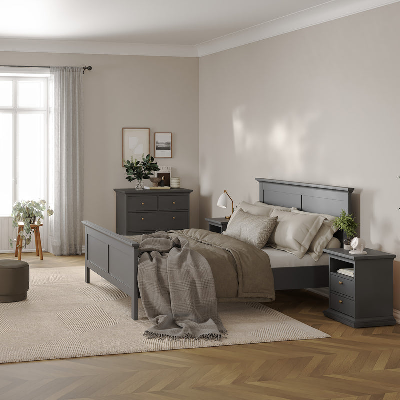 Paris Bedside 2 Drawers – Matt Grey – image 6
