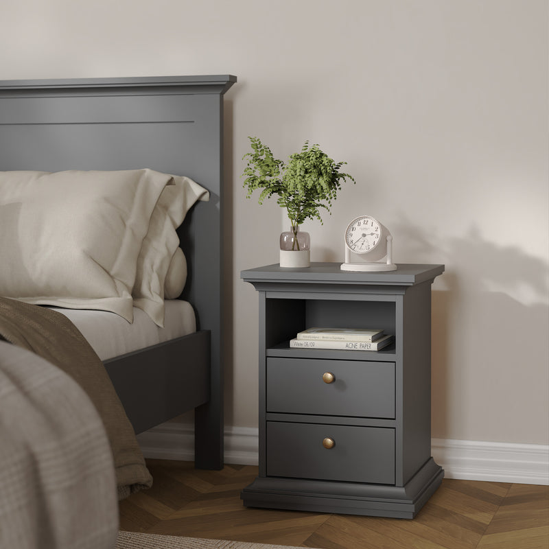 Paris Bedside 2 Drawers – Matt Grey – image 7