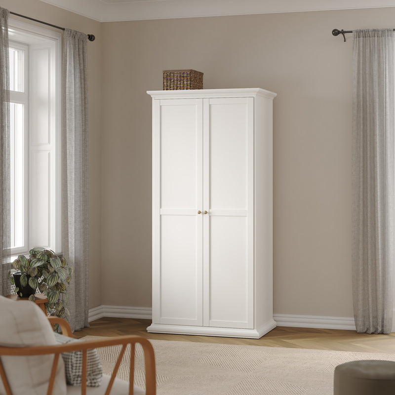 Paris Wardrobe with 2 Doors – White – image 7