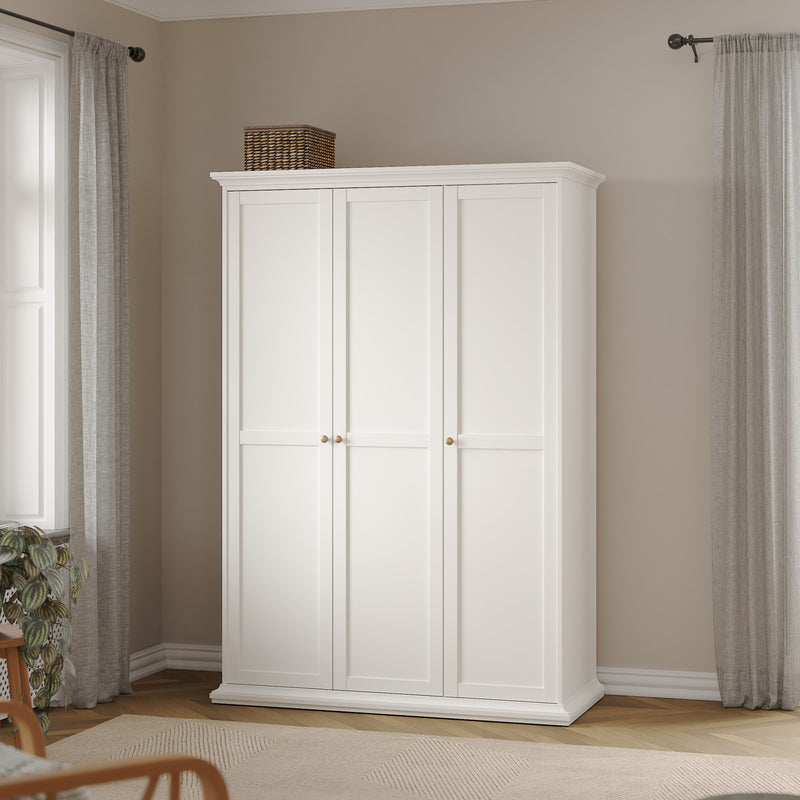 Paris Wardrobe with 3 Doors – White – image 8