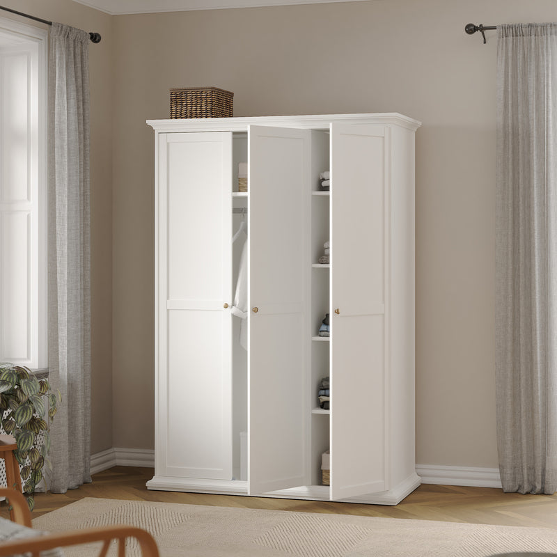Paris Wardrobe with 3 Doors – White – image 9