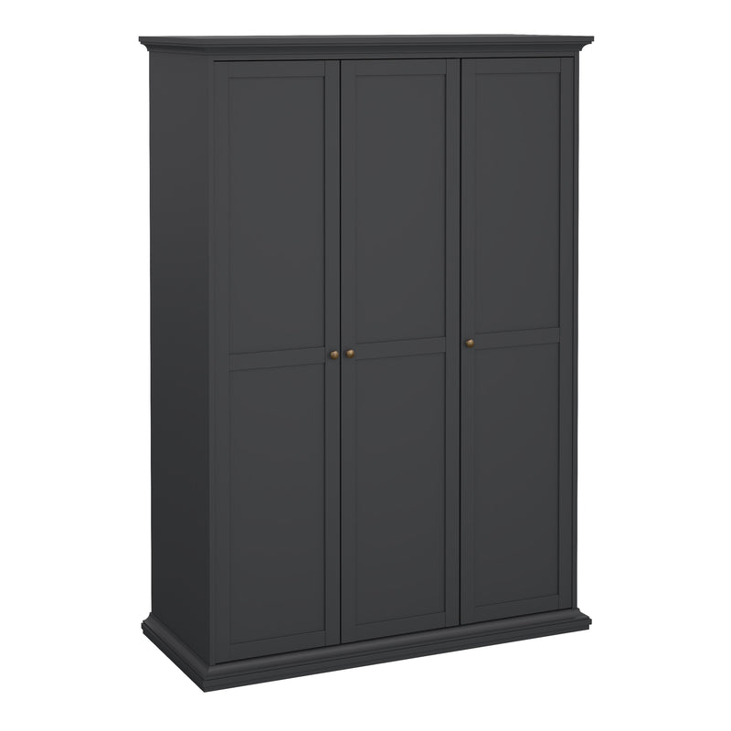 Paris Wardrobe with 3 Doors – Matt Grey – image 1
