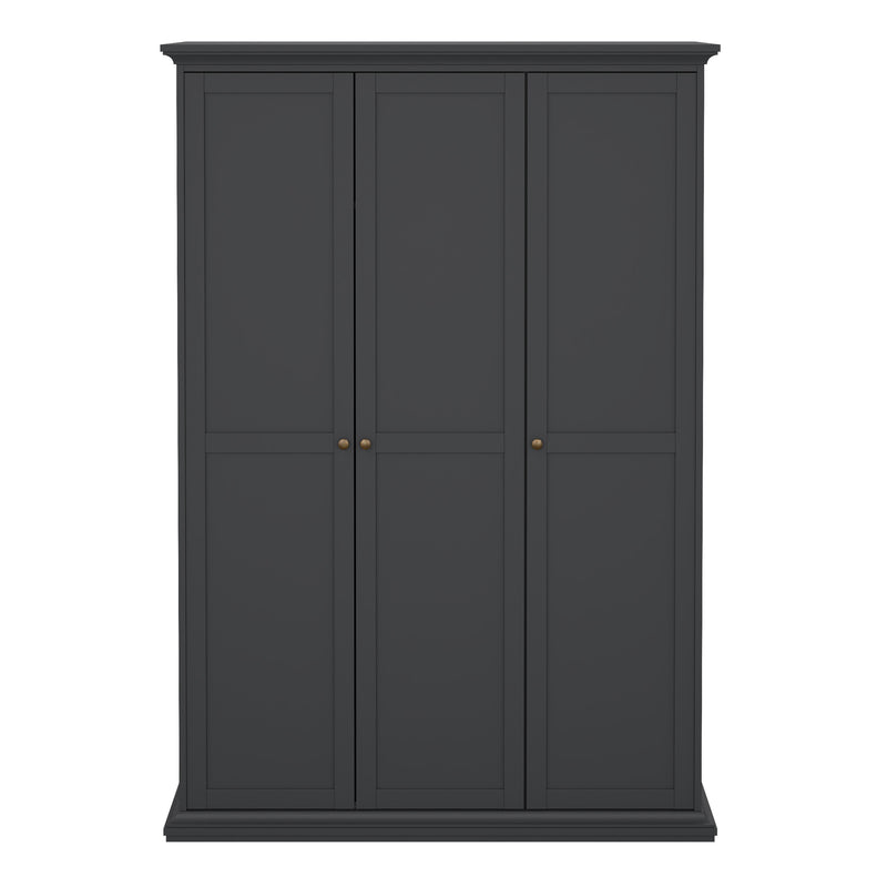 Paris Wardrobe with 3 Doors – Matt Grey – image 2