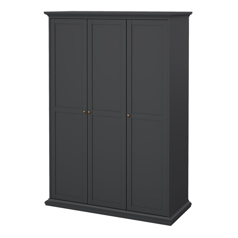 Paris Wardrobe with 3 Doors – Matt Grey – image 3